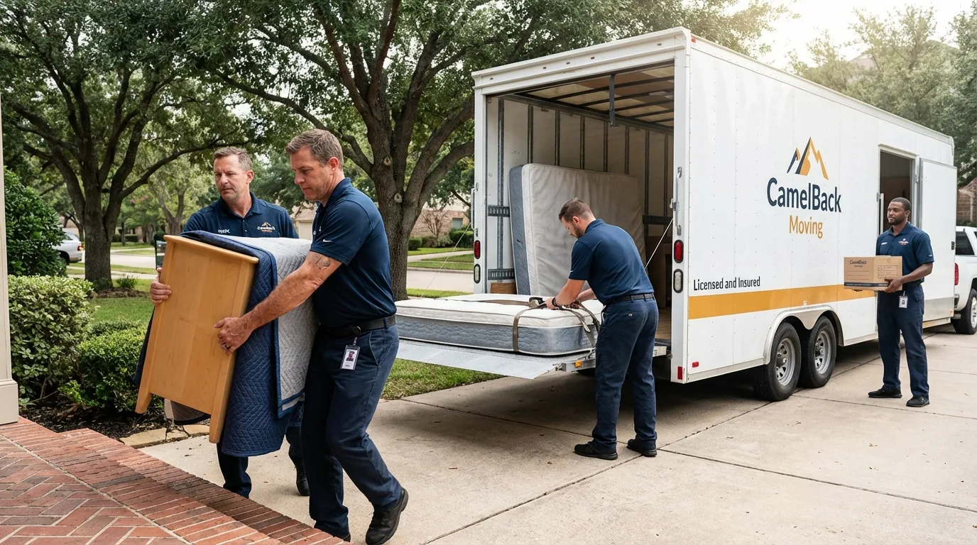 Crew loading residential truck for cross-state move from South Dennis, MA