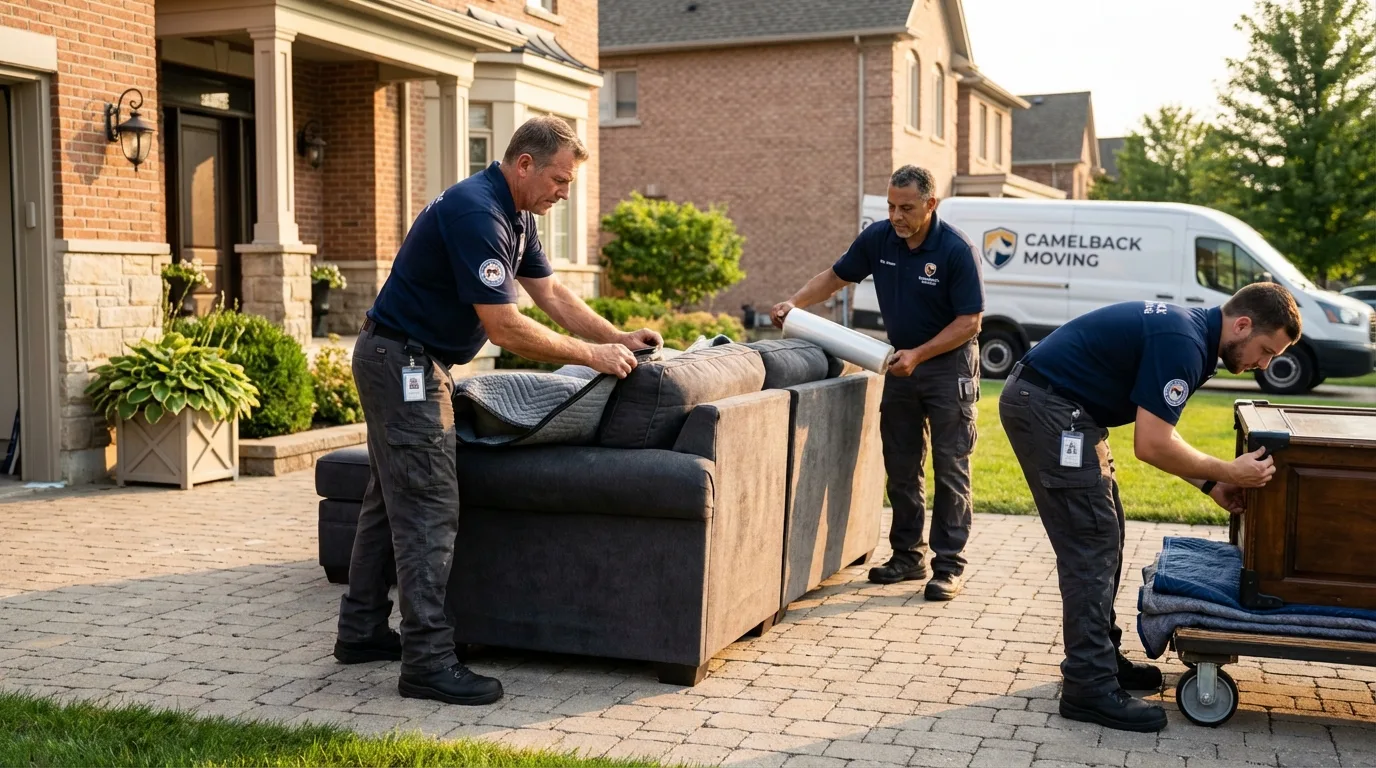Large estate moving crew wrapping furniture in South Dennis, MA
