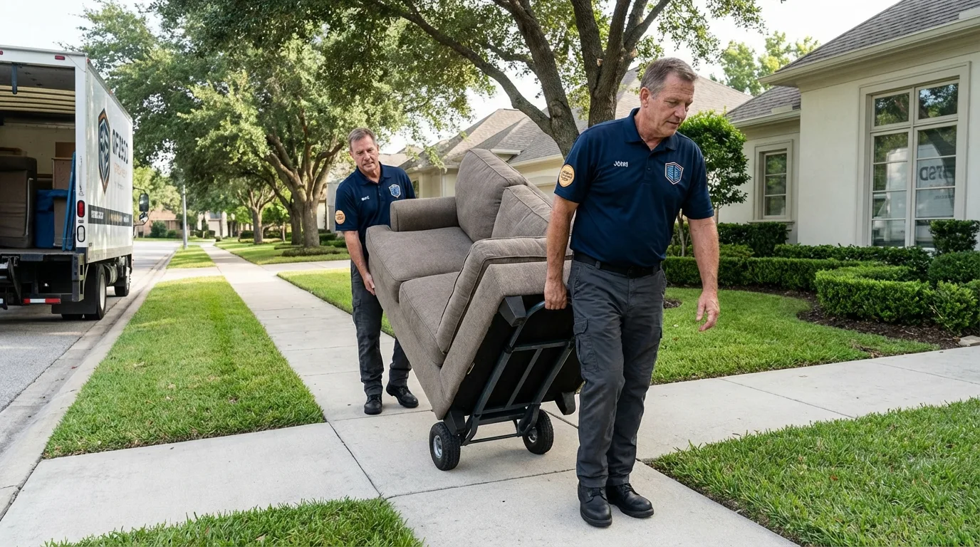 Local residential moving crew loading furniture in South Dennis, MA